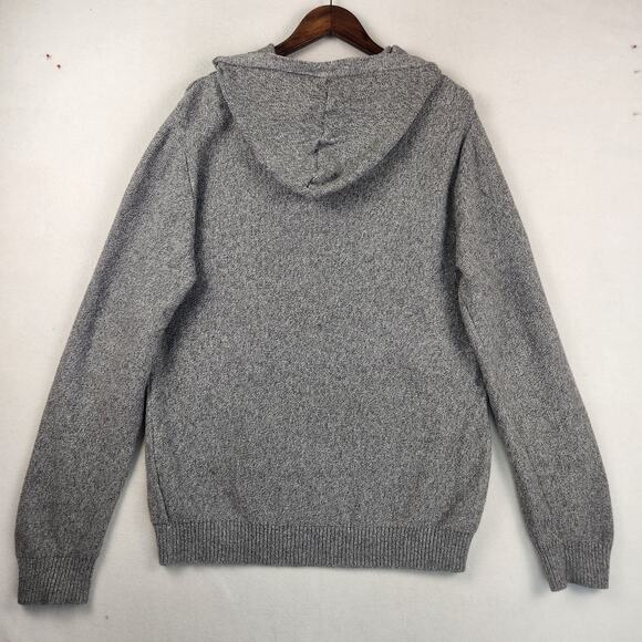 Prana North Loop Hooded Sweater Men’s SZ LG Knitted Gray Organic Cotton Slim - Picture 3 of 16